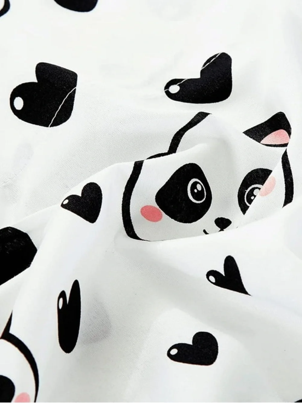 Panda Print Kids Twin Bedding sheet Set - White and Black